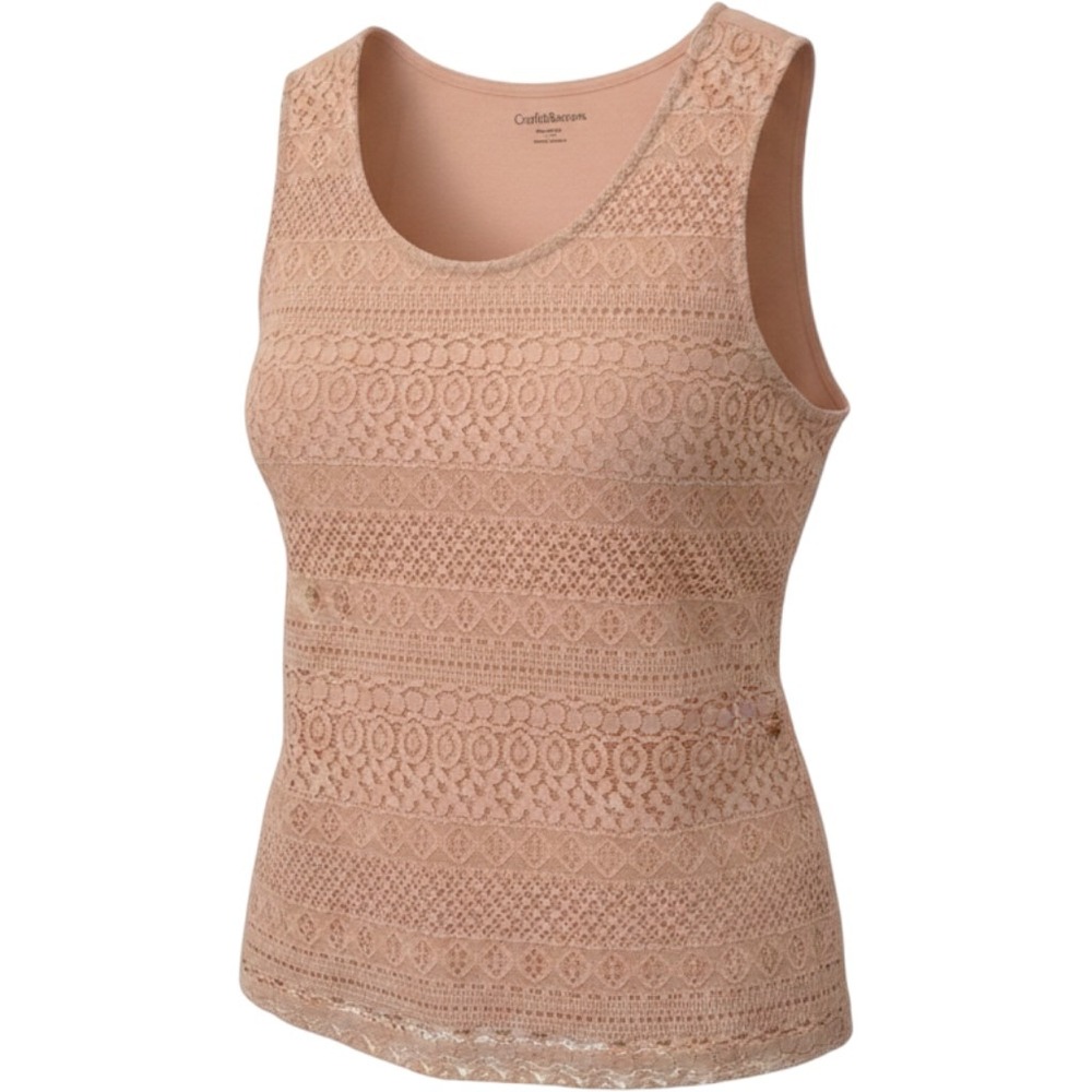 Croft & Barrow Pink Solid Lace Tank Top Sleeveless Scoop Neck XL‎ Regular